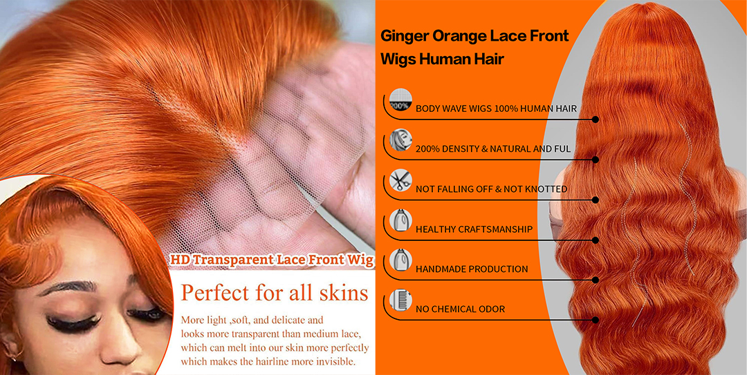 Ginger Wig Human Hair body wave