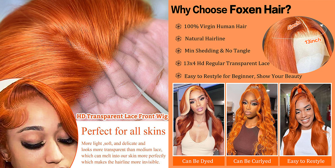 Ginger Wig Human Hair water wave wigs