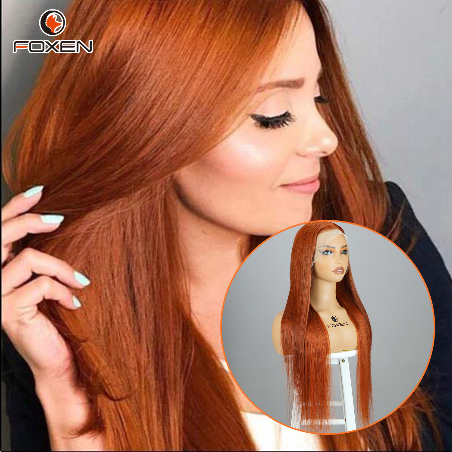 Copper Red Middle Part Hair wigs