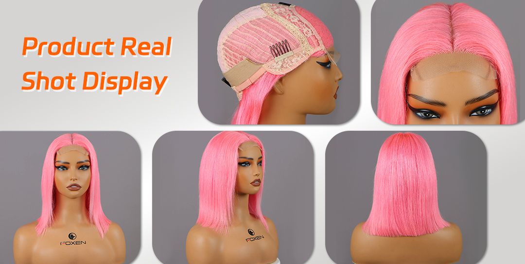 pink bob wig lace front